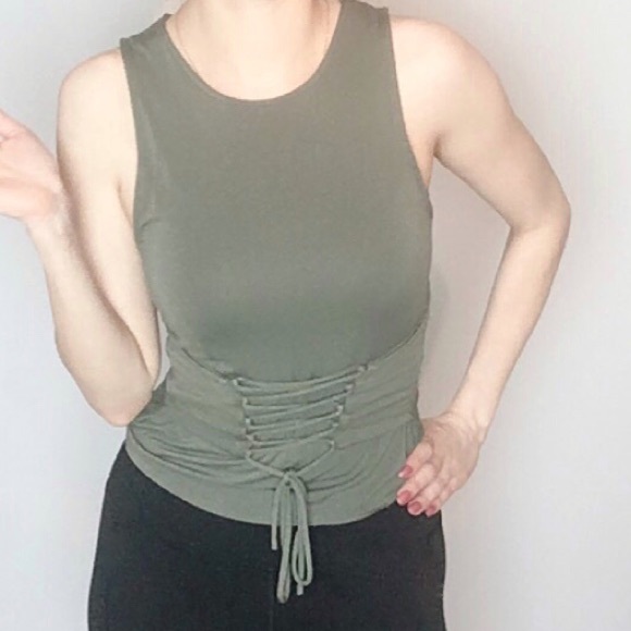 American Eagle Olive Corset Tank - Picture 2 of 5